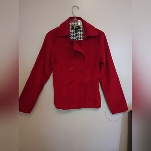 Talie Red Corduroy Double Breasted Coat 100% Cotton Sz M